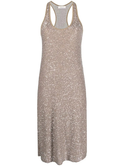 Shimmer-Finish Sleeveless Dress