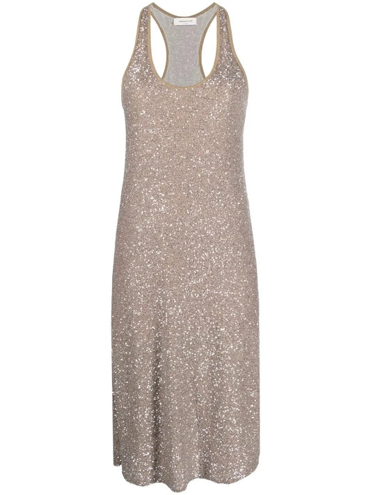 Shimmer-Finish Sleeveless Dress