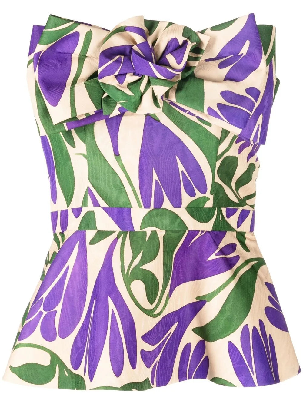 Floral-Print Bow-Detail Peplum Top