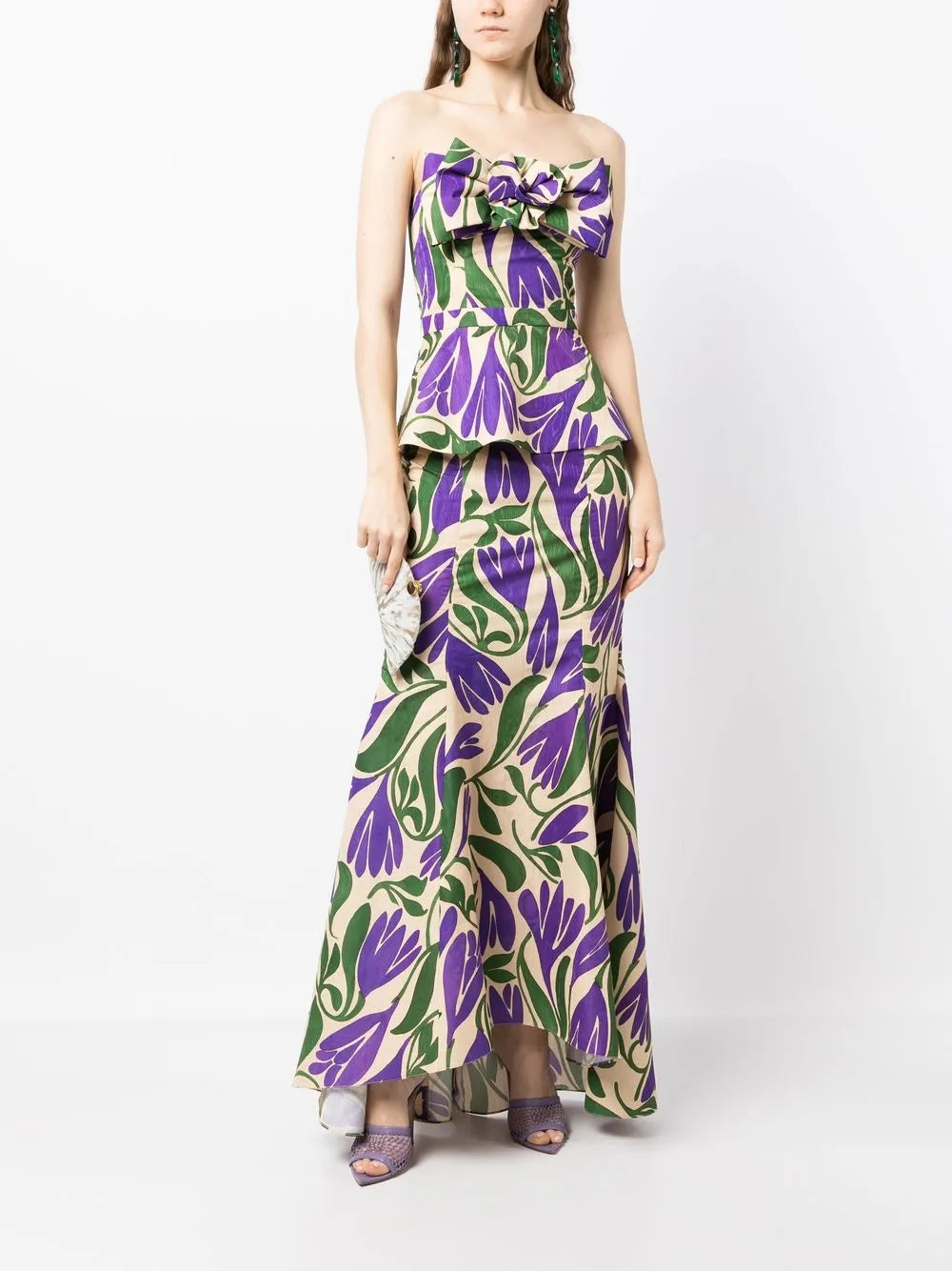 Floral-Print Bow-Detail Peplum Top