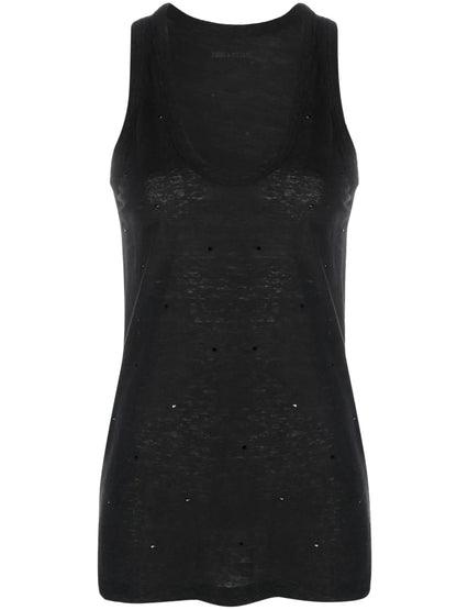 Crystal-Detailing Scoop-Neck Tank Top
