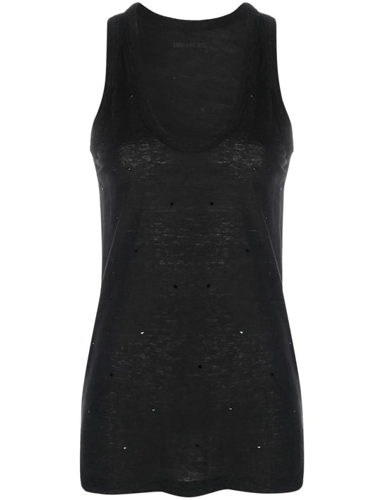 Crystal-Detailing Scoop-Neck Tank Top