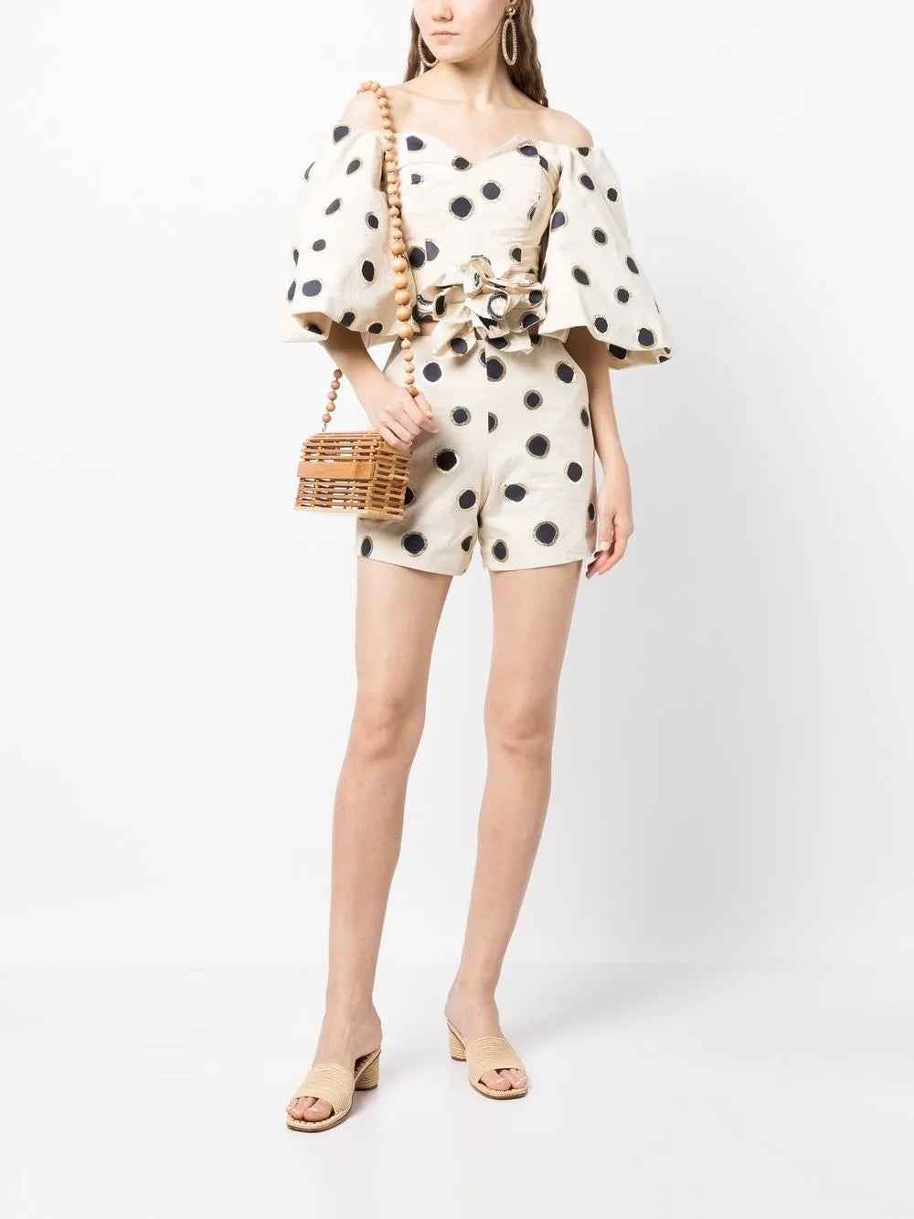 Polka Dot-Print High-Waisted Shorts