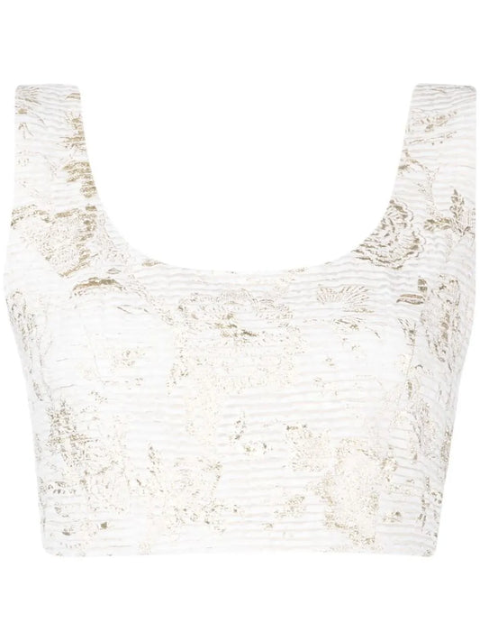 Floral-Pattern Cropped Top