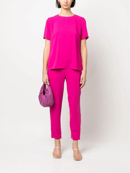 Elasticated-Waist Tapered Trousers