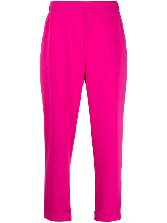 Elasticated-Waist Tapered Trousers
