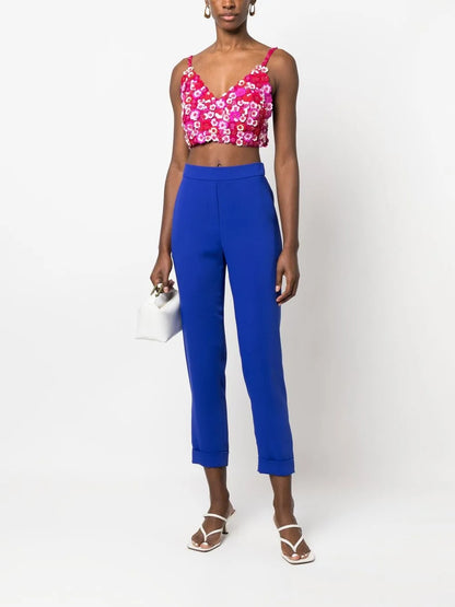 Elasticated-Waist Tapered Trousers