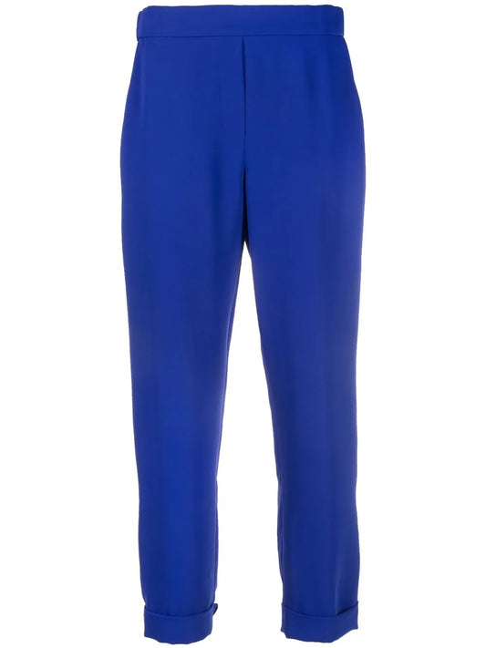 Elasticated-Waist Tapered Trousers