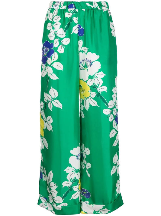 Floral-Print Wide-Leg Trousers