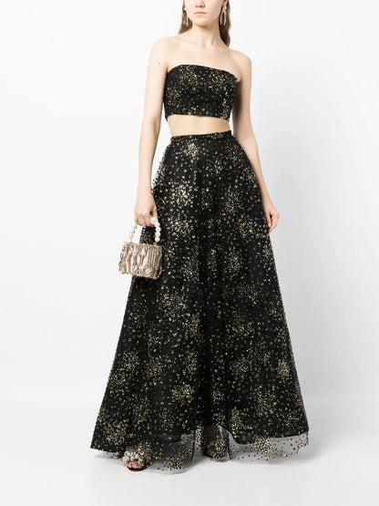 Sequin-Embellished Maxi Skirt
