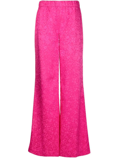 Floral-Jacquard Wide-Leg Trousers