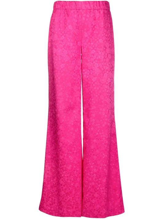 Floral-Jacquard Wide-Leg Trousers