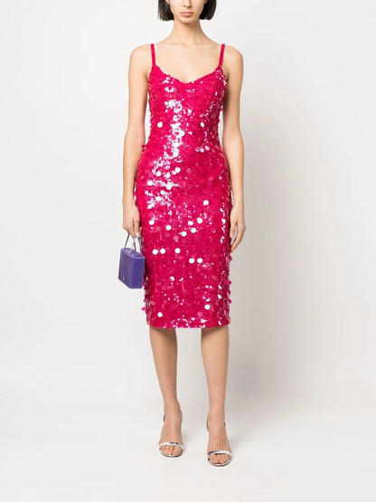 Sequin-Embellished Midi Dress