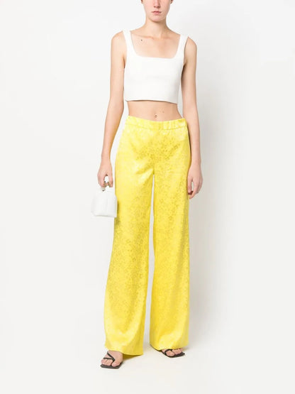 Floral-Jacquard Wide-Leg Trousers