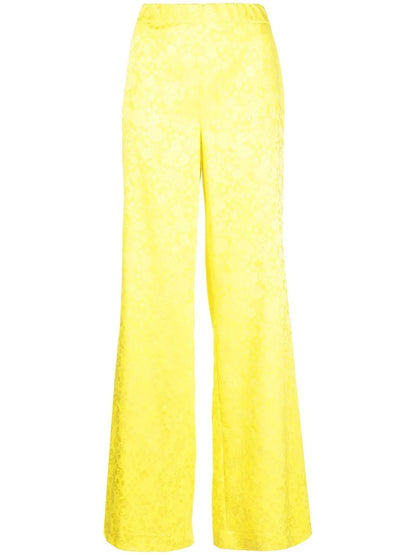 Floral-Jacquard Wide-Leg Trousers