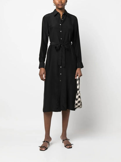 Belted Silk Shirt Dress
