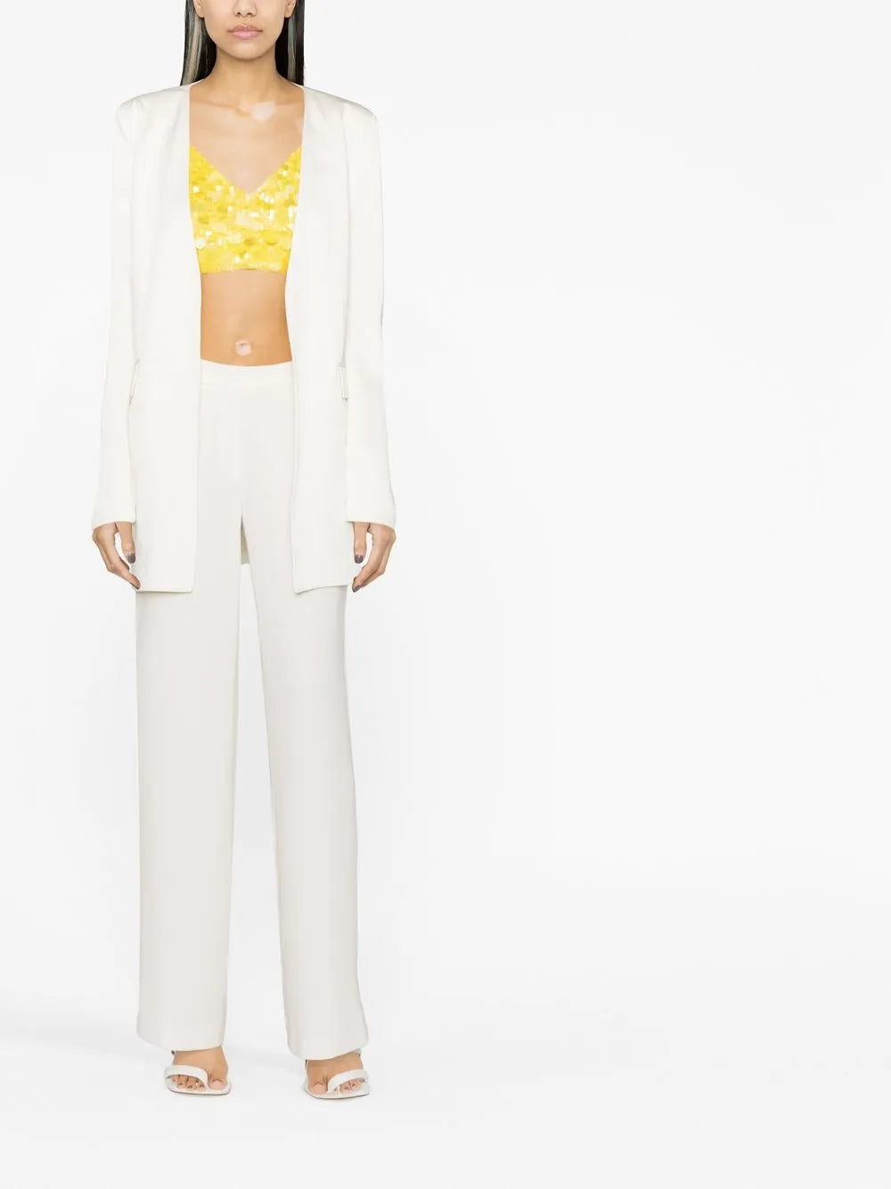 V-Neck Sequin Embellished Crop Top