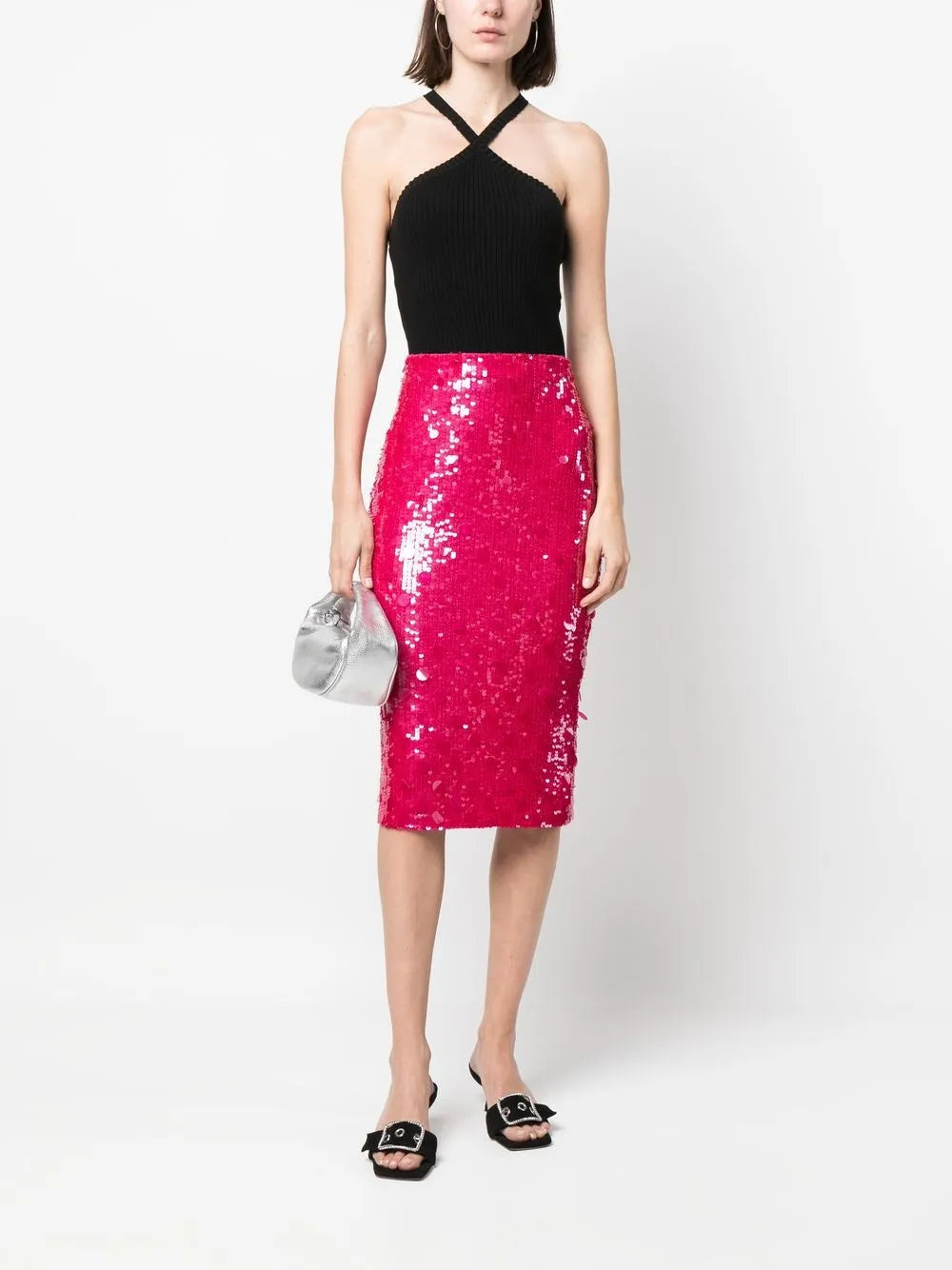 Sequin-Embellished Midi Skirt