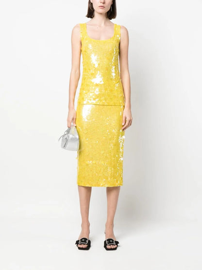 Sequin-Embellished Midi Skirt