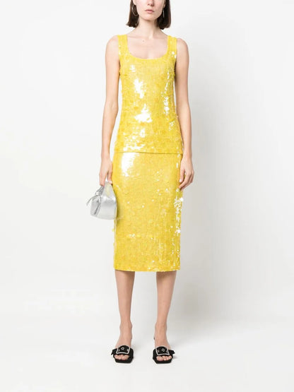 Sequin-Embellished U-Neck Vest