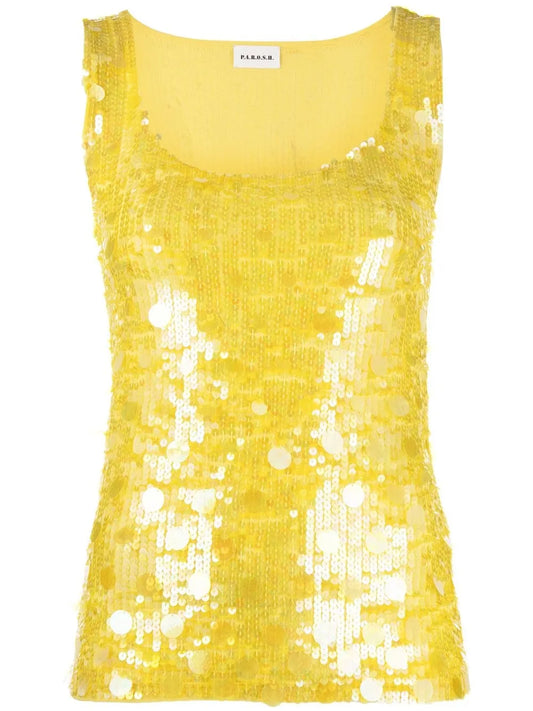 Sequin-Embellished U-Neck Vest