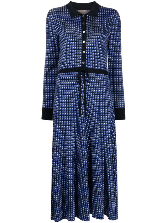 Geometric-Print Knitted Dress