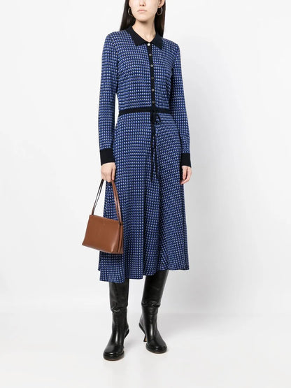 Geometric-Print Knitted Dress