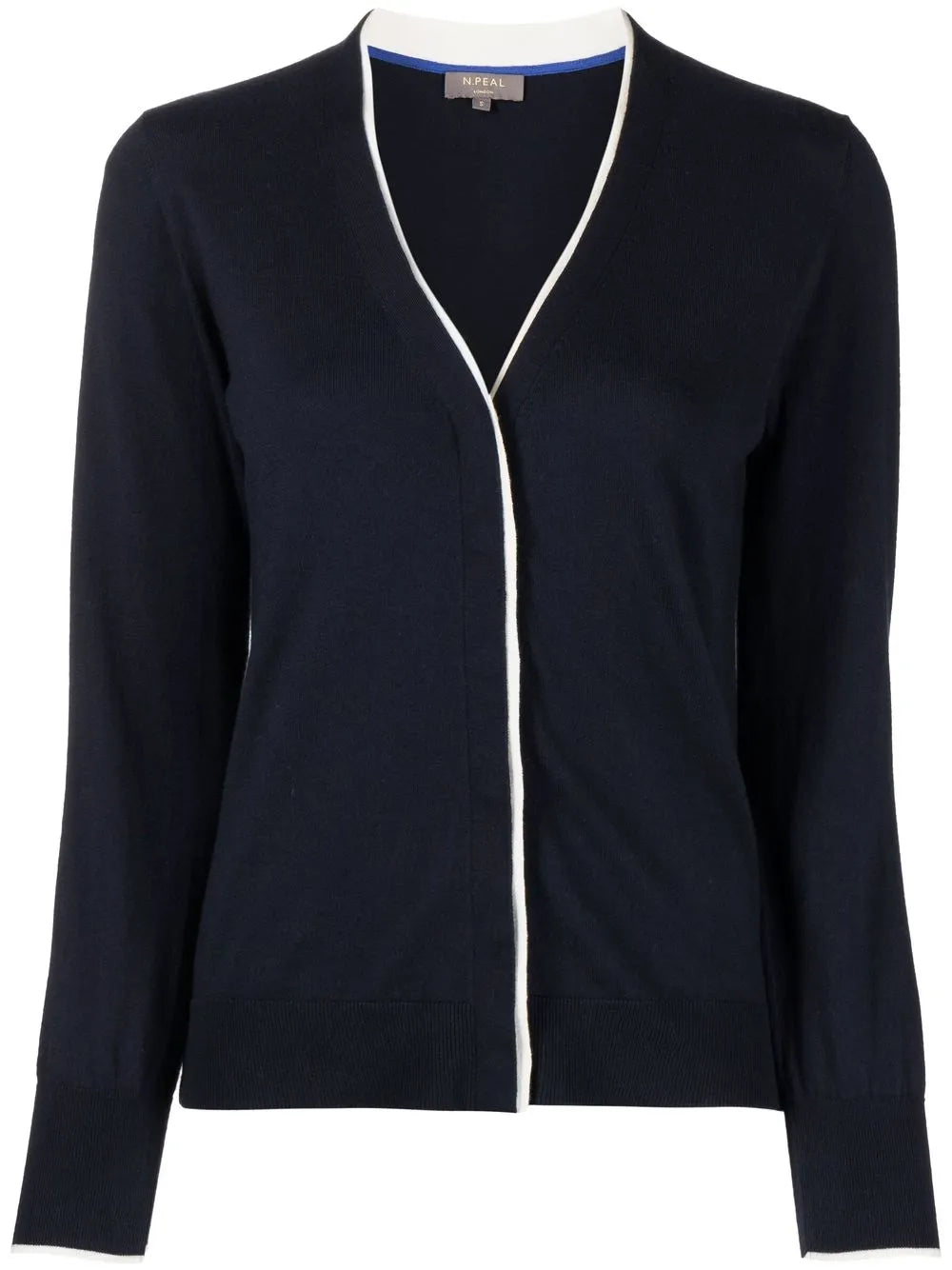 Contrasting-Border Cotton-Cashmere Cardigan