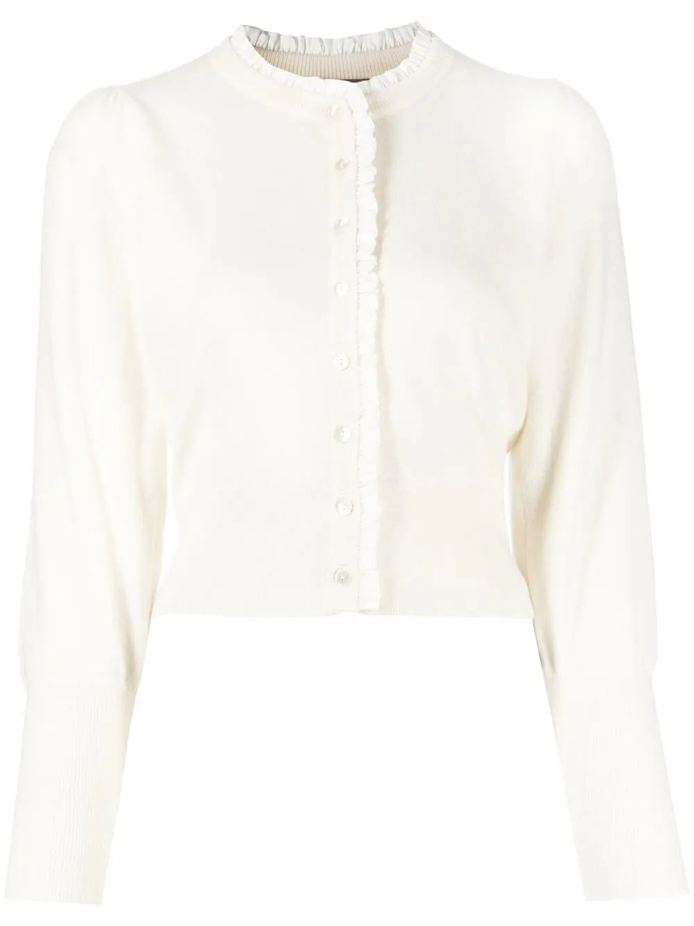 Ruffled-Trim Long-Sleeved Cardigan