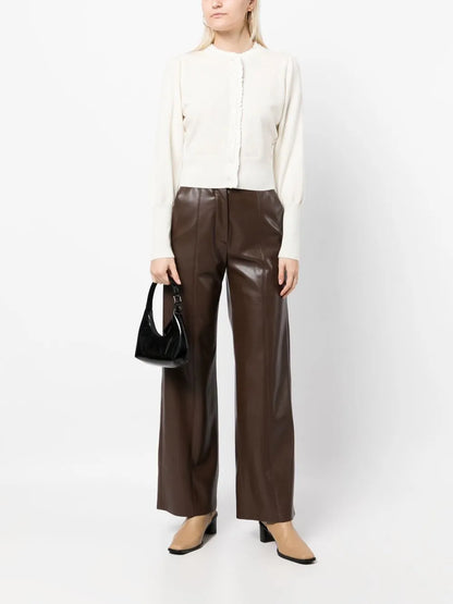 Ruffled-Trim Long-Sleeved Cardigan