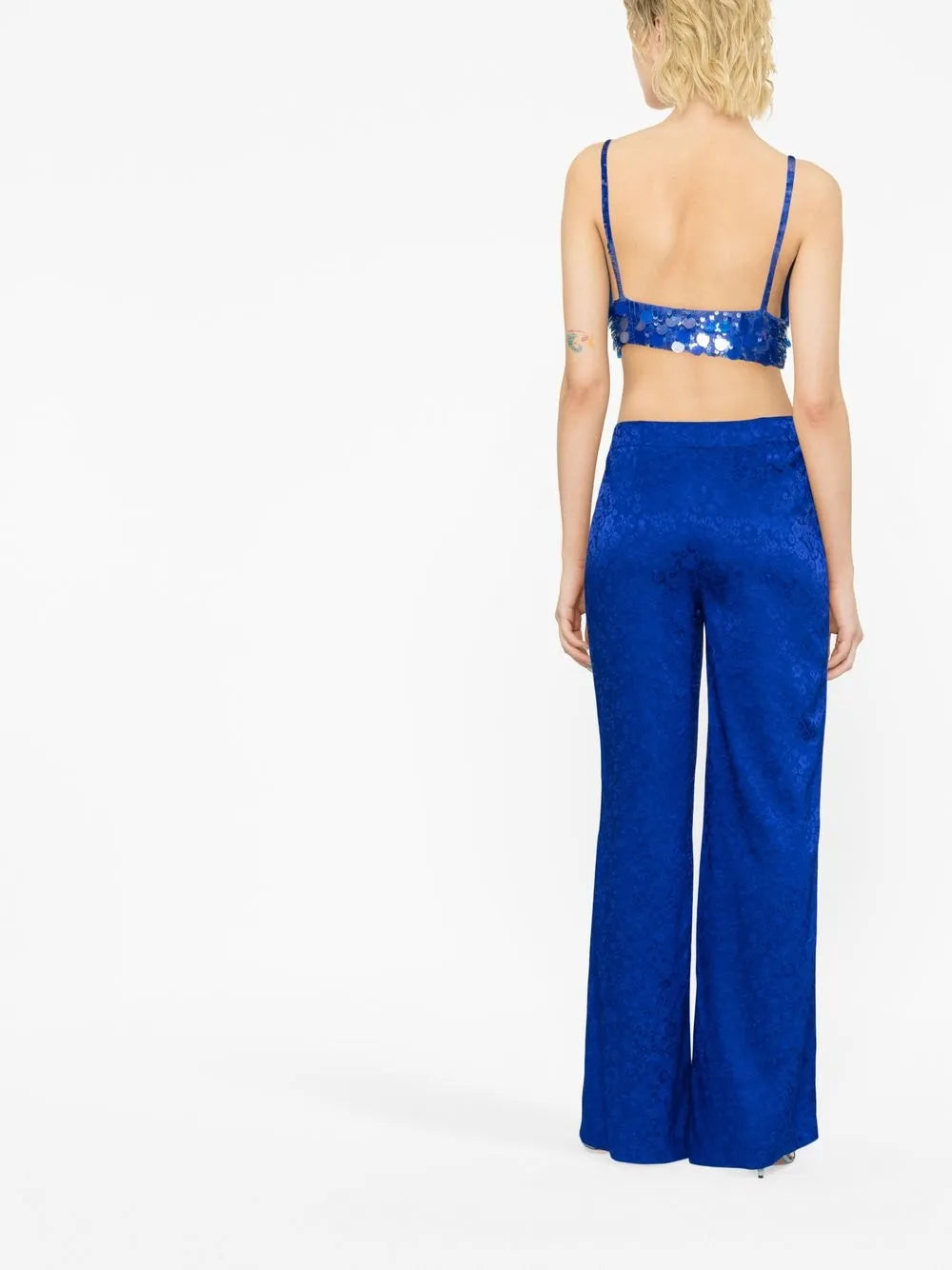 V-Neck Sequin Embellished Crop Top