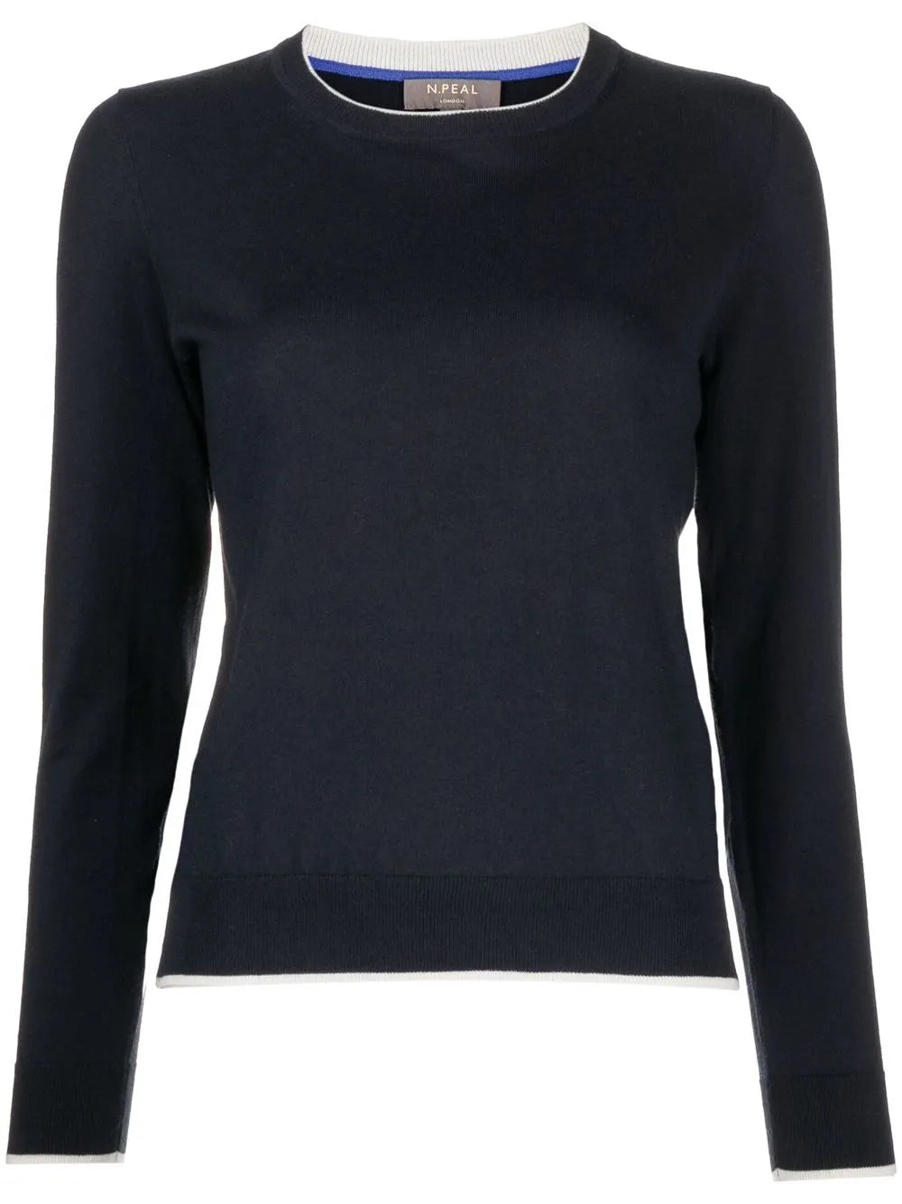 Striped-Border Cotton-Cashmere Sweater