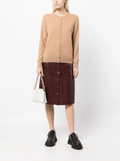 Round Neck Long-Sleeved Cardigan