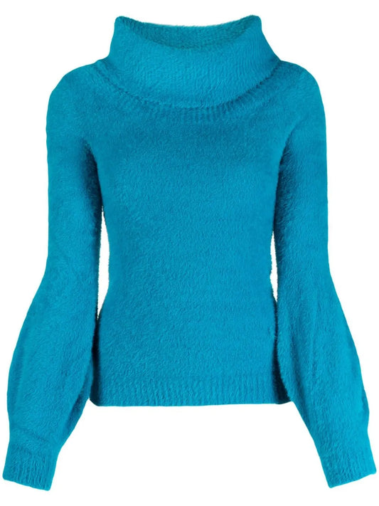 Roll-Neck Puff-Sleeve Jumper