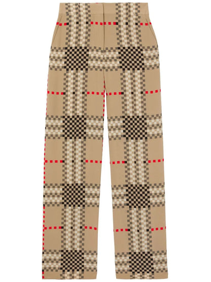Pixel Check Wide-Leg Trousers