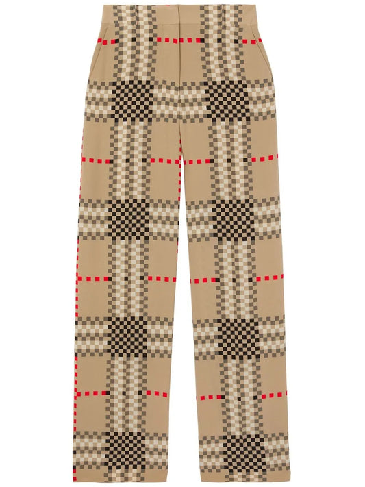 Pixel Check Wide-Leg Trousers