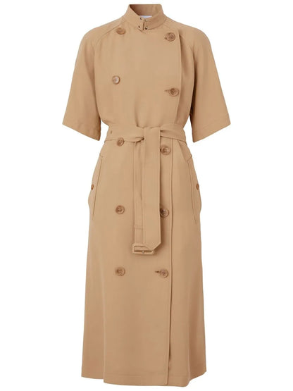 Short-Sleeve Cady Trench Dress
