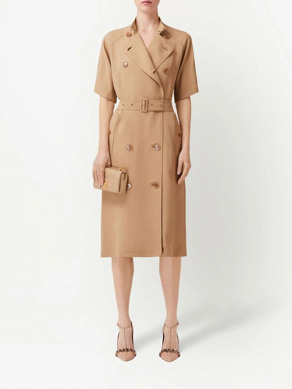 Short-Sleeve Cady Trench Dress