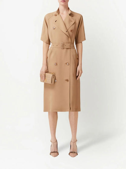 Short-Sleeve Cady Trench Dress