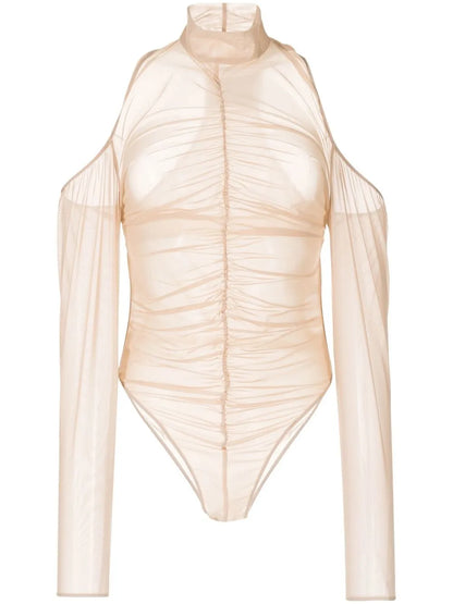 Ruched Mesh Bodysuit