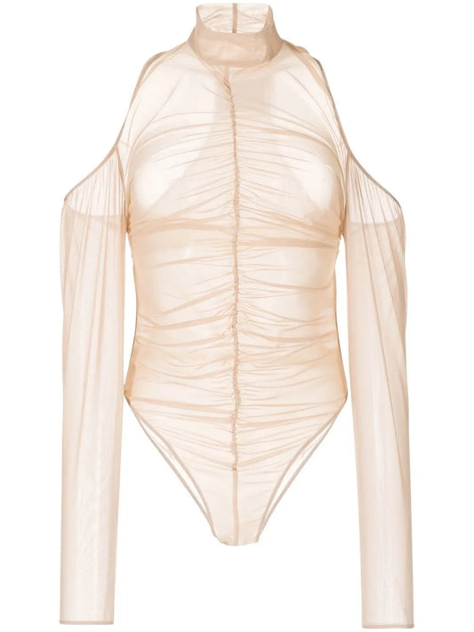 Ruched Mesh Bodysuit