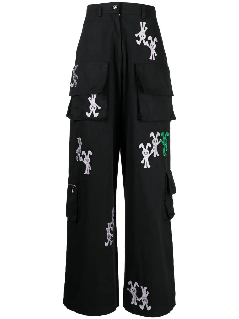Bunny-Embroidered Cargo Trousers