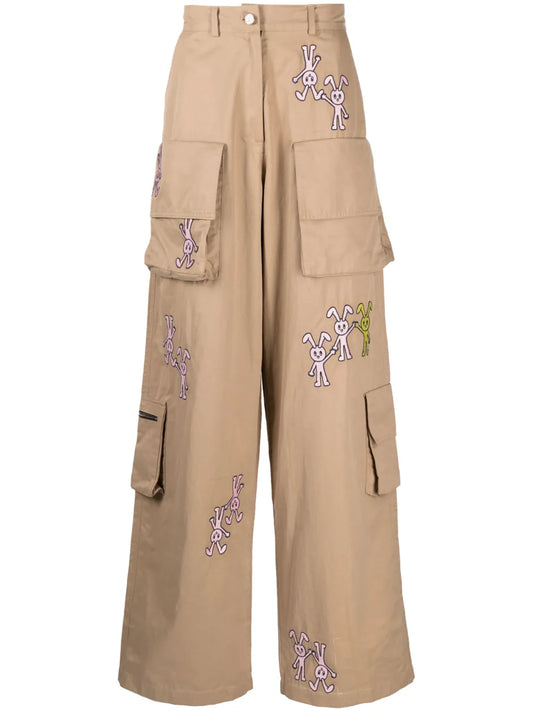 Logo-Print Cotton Cargo Pants