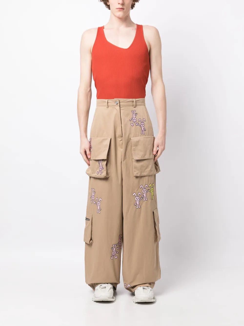 Logo-Print Cotton Cargo Pants