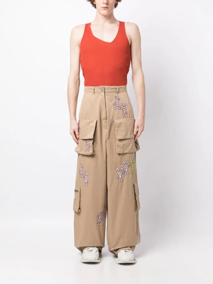 Logo-Print Cotton Cargo Pants