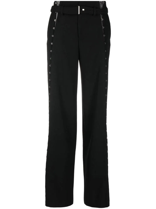Eyelet-Detail Wide-Leg Trousers