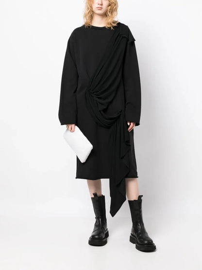 Draped-Detail Sweater Dress
