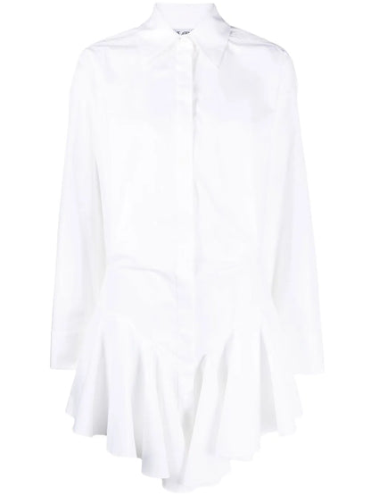 Ruffled-Trim Shirt Dress