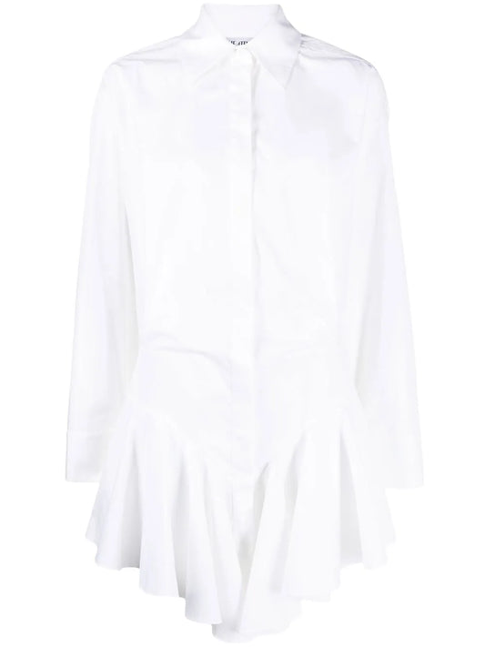 Ruffled-Trim Shirt Dress