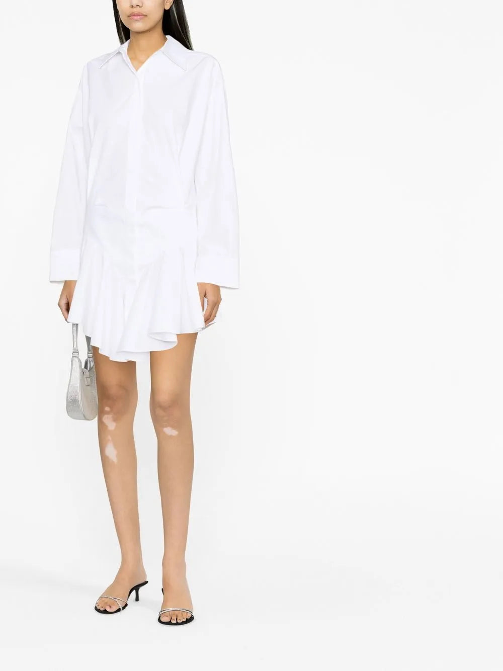 Ruffled-Trim Shirt Dress